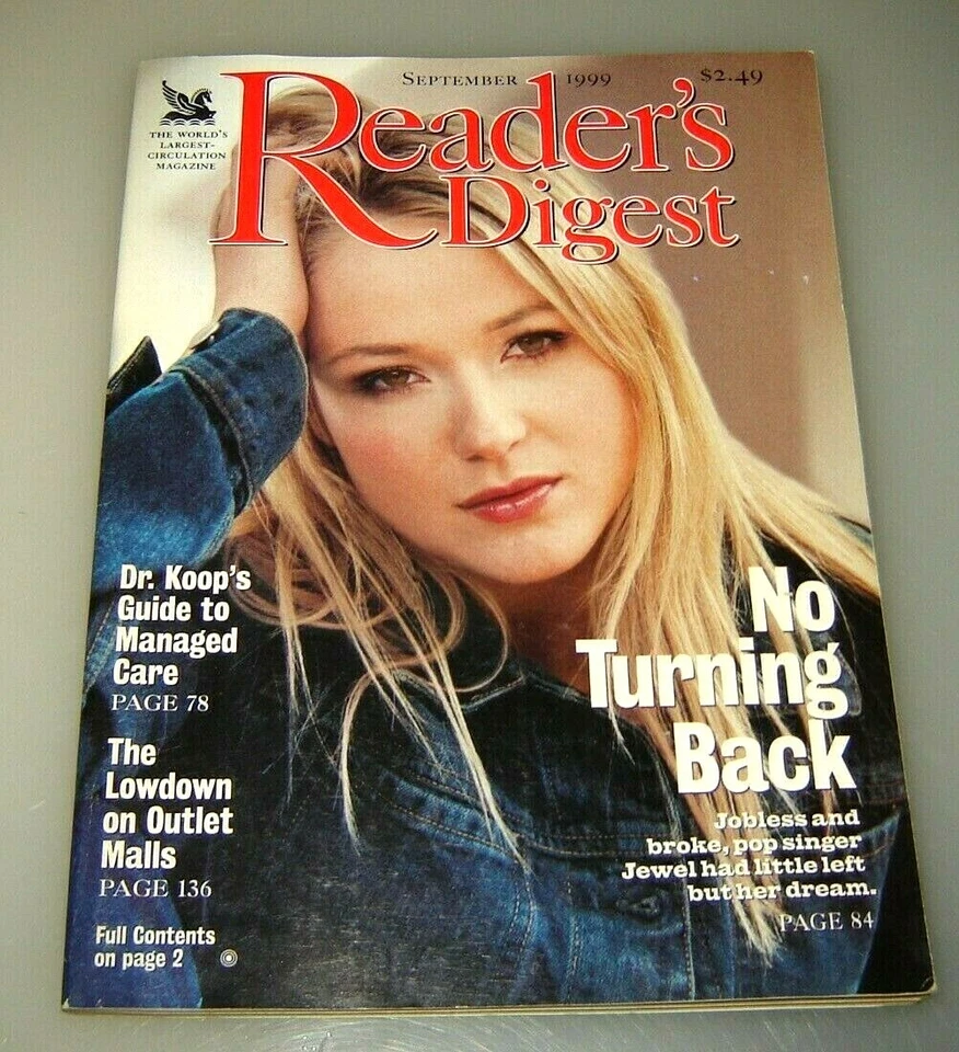 Reader's Digest Magazine September 1999 No Turning Back, Jewel Jobless & Broke - Image 1 of 1