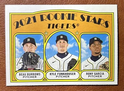 2021 Topps Heritage Rookie Stars Burrows/Funkhouser/Garcia #71 Detroit Tigers - Image 1 of 2