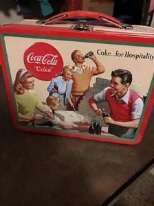 Coca-Cola Embossed "Coke...for Hospitality" Tin Lunch Box - Picture 1 of 5