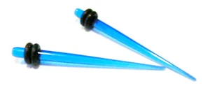 PAIR-Tapers Blue Acrylic 02.5mm/10 Gauge - Picture 1 of 4