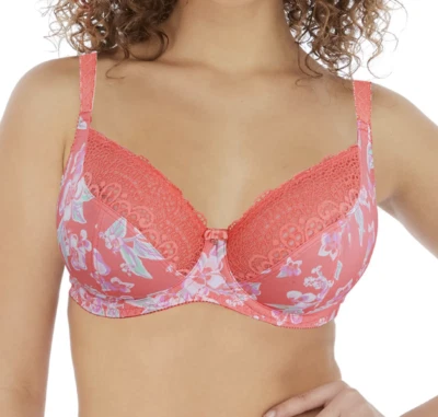 NEW Freya Erin Underwire Plunge Bra 3231Size US 32I Hot Coral $60 - Image 1 of 4