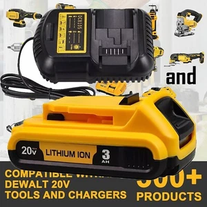 Pack 20V 3.0AH Battery and Charger replace For DeWalt 20 Volt Max Lithium DCB200 - Picture 1 of 14
