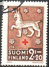 Finland #Mi272 Used 1943 Red Cross Arms Healthcare Tawastland [B55]