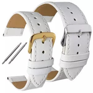 Men's Women's White Leather Watch Strap Glove Grain Sizes 8mm-30mm - Picture 1 of 13