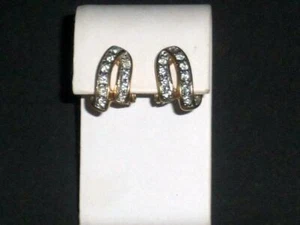Monet Rhinestone Clip On Earrings Gold Plated - Bild 1 von 4