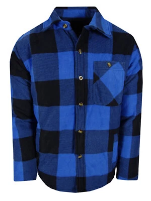 夏尔巴内衬法兰绒格子衬衫夹克男式模糊抓绒厚 4 口袋尺寸 M-5X — 第 1/4 张图片