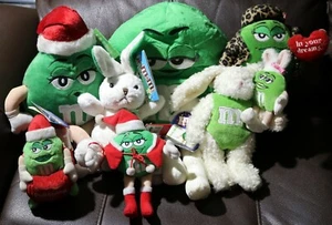 Lot of 7 Green Lady M&M Plush Stuffies - Picture 1 of 4