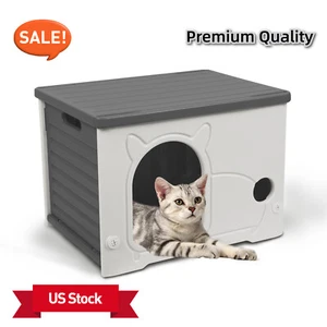 Waterproof Plastic Cat House Indoor Outdoor Cat House  Feral Cat Shelter - Picture 1 of 13