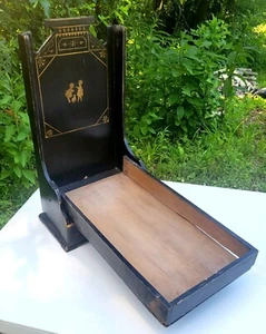 Antique Wooden Folding Murphy Bed Gold Stencil Folk Artwork RARE Doll Baby Bed - Picture 1 of 12