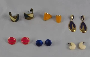 Lote de 6 pares de pendientes vintage en tono dorado negro rosa azul oro blanco DD2Y16 - Imagen 1 de 1
