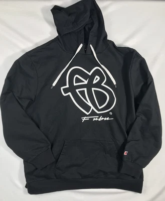 Sudadera con capucha negra FUBU para hombre XL (46-48) logotipo ropa de calle hip hop Foto 1 de 3