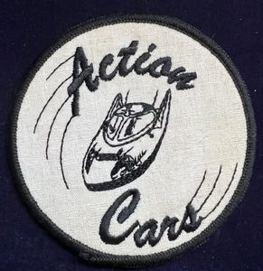 ACTION CARS BLACK/WHITE UNIDENTIFIED ORIGIN CLOTH PATCH BADGE - Picture 1 of 3