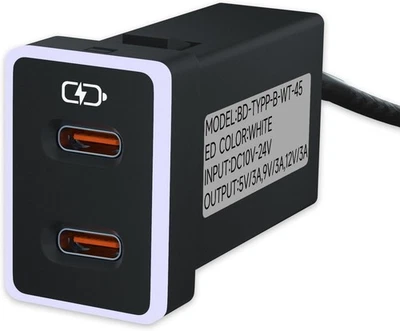 Carregador de carro para Toyota USB C carregador de porta dupla PD 3.0 tipo C carregamento rápido com  - Imagem 1 de 4