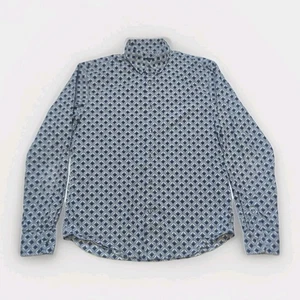 Club Monaco Men's Blue Pattern Button Up Shirt Size Small Slim Fit  Long Sleeve  - Picture 1 of 10
