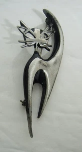 Vtg Mid-Century Modernist Atomic Cat Brooch Pin Signed "Handcrafter" 1961 - Picture 1 of 2