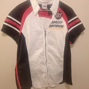 Harley Davidson Shirt Vintage Women’s XL Speedway Spirit Full Zip - Picture 1 of 8
