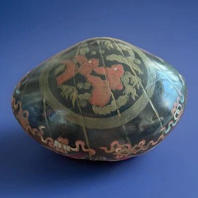 Старинный азиатский ар-деко раскладушки формы лак вручную золотая рыбка большая коробка - Изображение 1 из 4