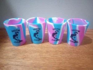 Lot of 4 Destin Silicone Shot Glass - Pink/Blue/White - Picture 1 of 3