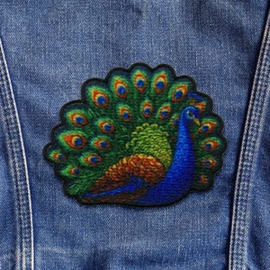 Pavo real con aplique de hierro, pavo real, animal, insignia de pájaro, pluma - Imagen 1 de 12