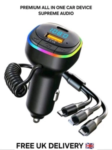 Bluetooth FM Transmitter Auto Ladegerät | USB Fast QC3.0 mit LED & Multi-Kabel 🇬🇧 - Bild 1 von 15