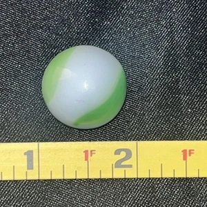 Vintage Akro Agate Peltier Art Swirl Glass Marble .96” Lite Green White - Picture 1 of 5
