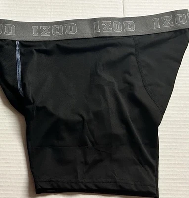 IZOD Sport Stretch Boxer Briefs Large, Contour Pouch, Black, NWOT - Image 1 of 4