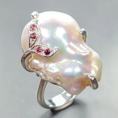 Beautiful ring Natural Baroque Pearl Ring 925 Sterling Silver Size 8 /R444161 - Image 1 of 4