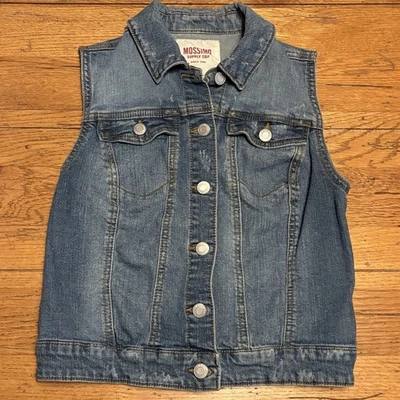 Mossimo Supply Co Womens Distressed Denim Vest Size Medium Y2K - Image 1 of 4
