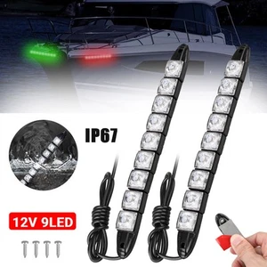 2 Piezas Navegación 9 LED Marina Arco Barco Yate Pontón Luces Brillantes Rojo Verde 12V - Imagen 1 de 12
