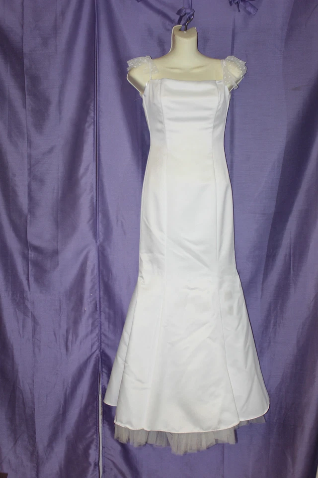 Vestido Jessica McClintock Gunne Sax Blanco Satén Formal Baile de graduación Noche Talla 1 Foto 1 de 1