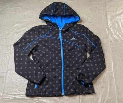 Snozu 夹克女孩大号 14-16 YL 抓绒内衬圆点黑色蓝色滑雪板 — 第 1/4 张图片