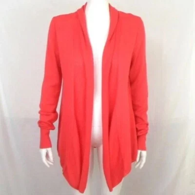 Skies Are Blue Coral Open Pointelle Knit Waterfall Cardigan Sweater Womens M - Image 1 of 4