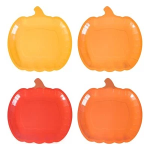 32pcs 9 Inch Pumpkin Shaped Paper Plates Fall Thanksgiving Harvest Party - Picture 1 of 5