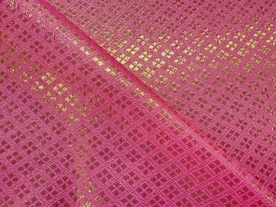 PINK & GOLD DIAMOND METALLIC BLING BROCADE FABRIC CRAFT DRAPE TABLECLOTH SKIRT - Image 1 of 4