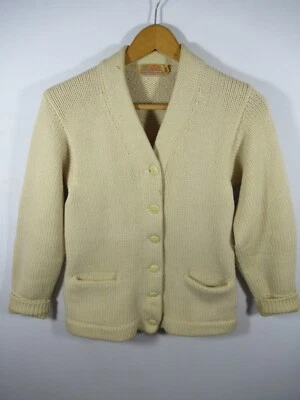Cárdigan coctelera de lana vintage años 40 letra suéter estilo letterman cuerda marfil Foto 1 de 4