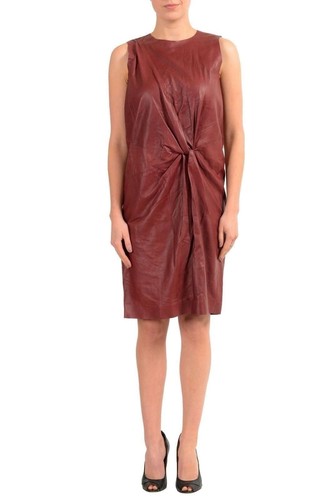 Abito Maison Margiela ""1" donna 100% pelle di vitello guaina marrone US S IT 40