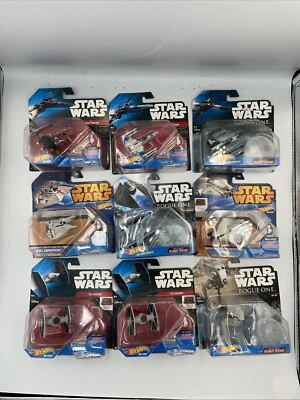 9 Hot Wheels Star Wars литые корабли и AT-ST совершенно новые в коробке с подставками - Изображение 1 из 4