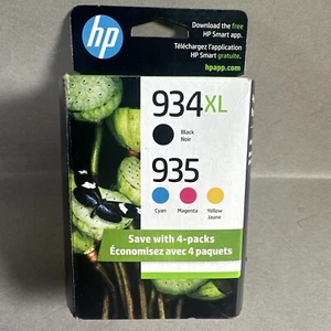 New Genuine HP 934XL 935 Black Color 4PK Ink Cartridges OfficeJet Pro 6815 - Picture 1 of 10