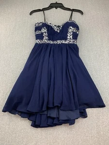 Mini Vestido City Studio Plisado Chifón Lentejuelas Mujer Talla 7 Azul Marino Astilla Baile de graduación - Imagen 1 de 13