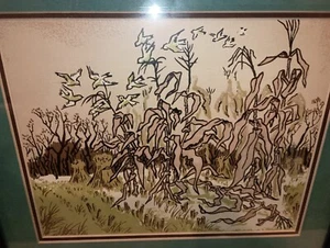 ๐พ GUY MACCOY (1904-1981) Original SERIGRAPH Print - "CORNFIELD & RISING BIRDS" - Picture 1 of 12
