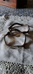 Coppia Di Bracciali Ondulati Vintage In Rame Lucido - Foto 1 di 7
