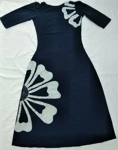 New Cotton Beautiful Dark Blue Hand Made Batik Dress For ladies and Women Size S - Picture 1 of 6