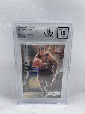 Allen Iverson Signed 1998-99 Upper Deck Black Diamond #66 Beckett Grade 10 Auto - Image 1 of 2