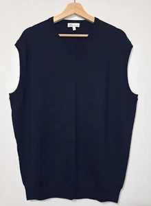 Peter Millar Mens Vest L Merino Wool Blend Navy V Neck Sleeveless Sweater NWOT - Picture 1 of 9