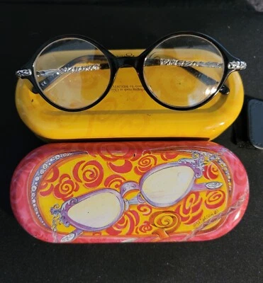 MARCOS DE GAFAS BRILLANTES CON ADORNOS DECORATIVOS PLATEADOS MÁS ESTUCHE METÁLICO COLORIDO Foto 1 de 4