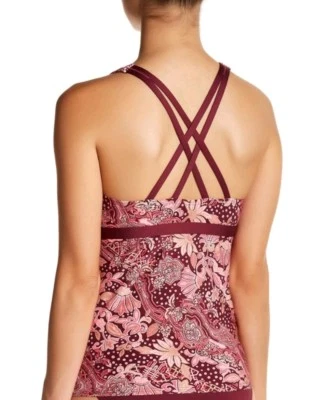 Traje de baño Tankini Carmen Marc Valvo rosa ciruela cachemira con tiras talla S Foto 1 de 2