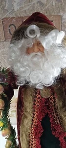 Vestido de terciopelo vintage Santa Claus con tapa de árbol de Navidad de 19" fruta presente a mano - Imagen 1 de 12