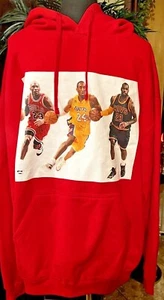 Tultex Red Hoodie NBA Legends Jordan Bryant Lebron Large Image Size XXL F.Pocket - Picture 1 of 11