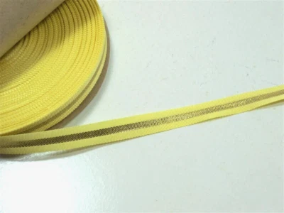 Lemon Yellow Metallic Gold Stripe Grosgrain Ribbon 3/8" wide x 10 yards B10 - Image 1 of 4