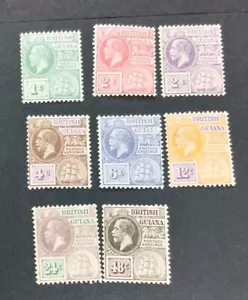 BRITISH GUIANA 1921 1c to 24c SG 272 - 279 Sc 191 - 198 MLH - Picture 1 of 2